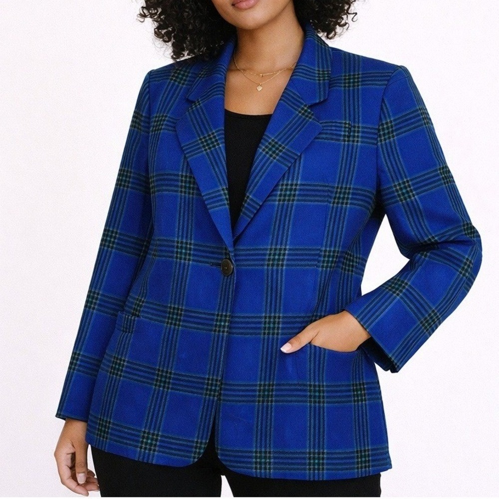 Vtg Pendleton Plaid Gingam Blazer Jacket Sz 10 Dark Academia Clueless